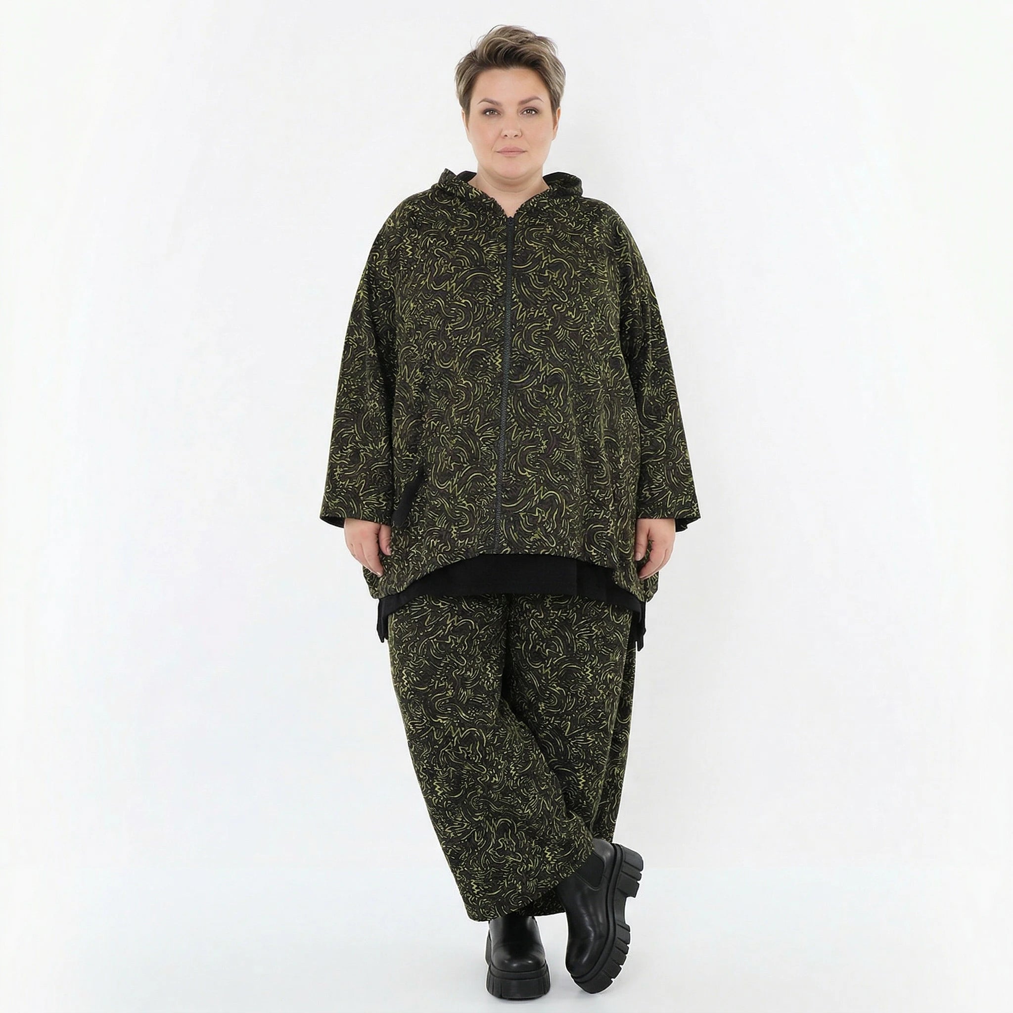 AKH Fashion Jacke in kastiger Form, aus Materialmix, 1516.07076, Neongrün