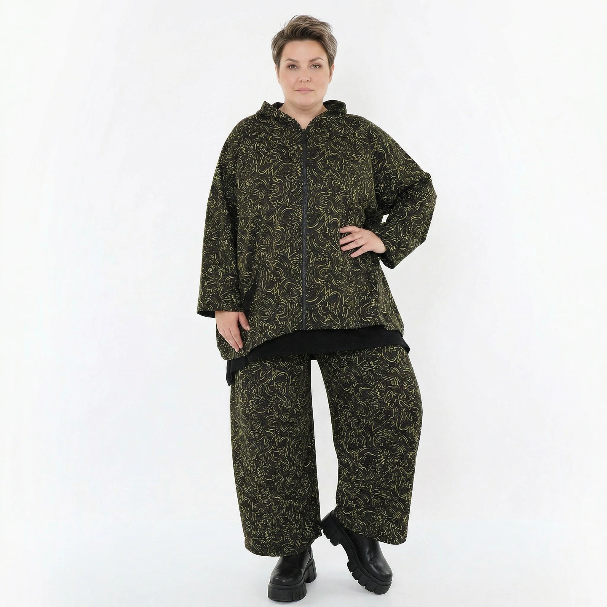 AKH Fashion Jacke in kastiger Form, aus Materialmix, 1516.07076, Neongrün