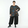 AKH Fashion Bigshirt in Glocken-Form, aus Viskose, 1518.01892, Multicolor/Grün, Kariert, Schick