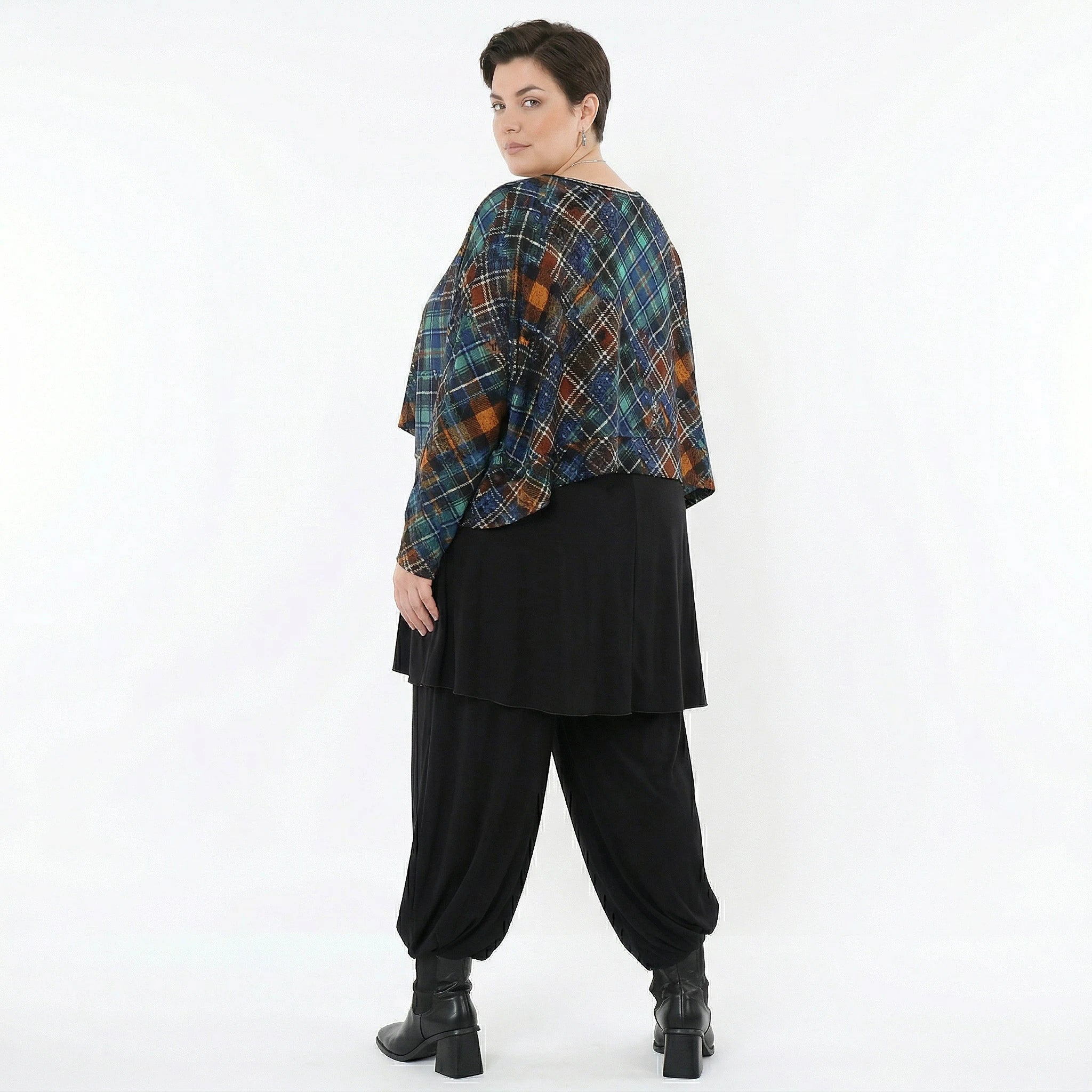 AKH Fashion Überwurf in kastiger Form, aus Viskose, 1518.07011, Multicolor/Grün, Kariert