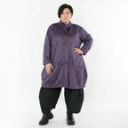 Ballonjacke aus violettem Lederimitat mit Stehkragen und tiefen Nahttaschen elegant warm