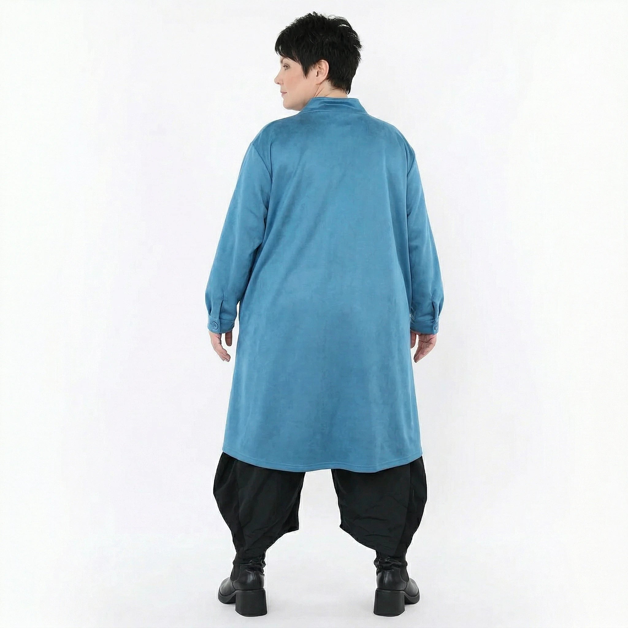 AKH Fashion Jacke in Vokuhila-Form, aus Polyester, 1520.07119, Petrol, Ausgefallen, Schick