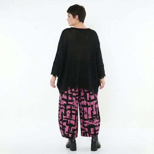 Ballonhose von AKH Fashion aus Viskose, 1519.08069, Fuchsia/Schwarz, Pinselstrich, Schick