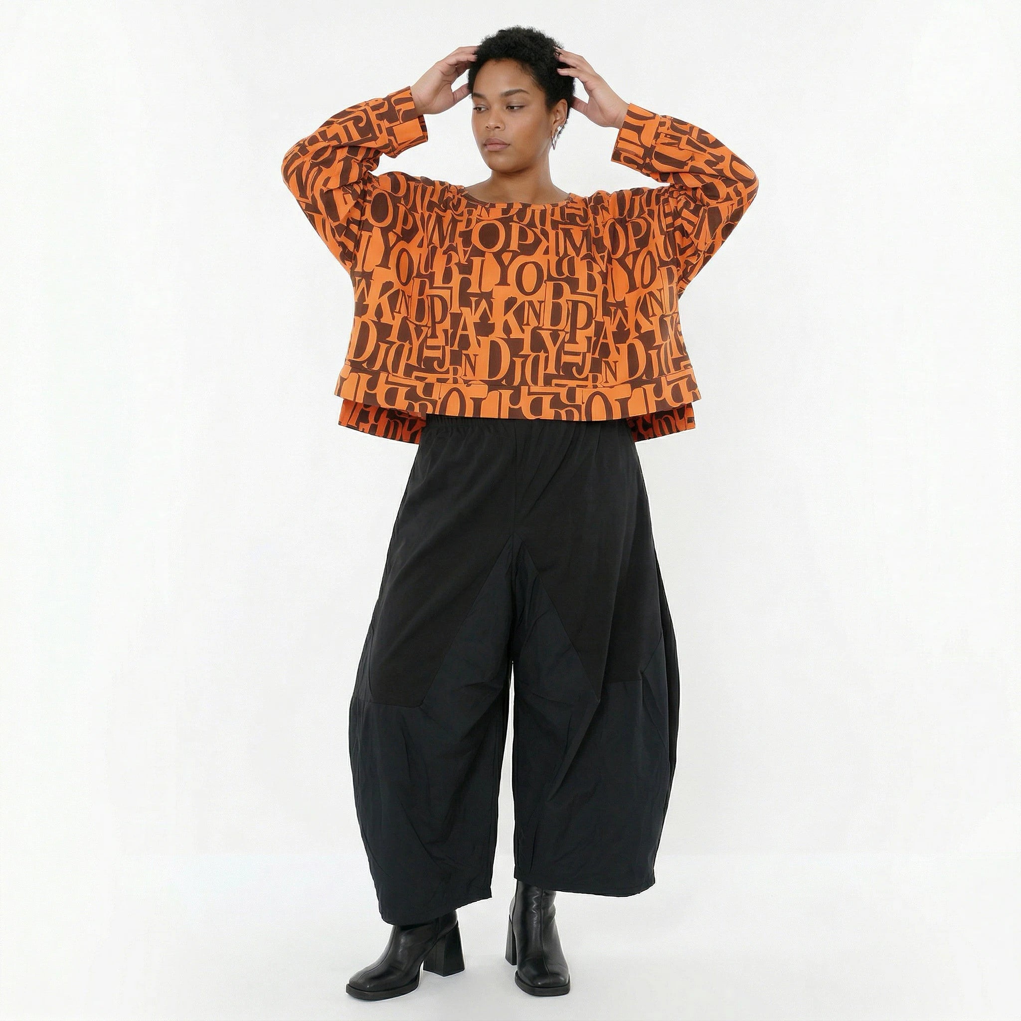 AKH Fashion Überwurf in kastiger Form, aus Viskose, 1507011, Orange/Braun, Buchstaben