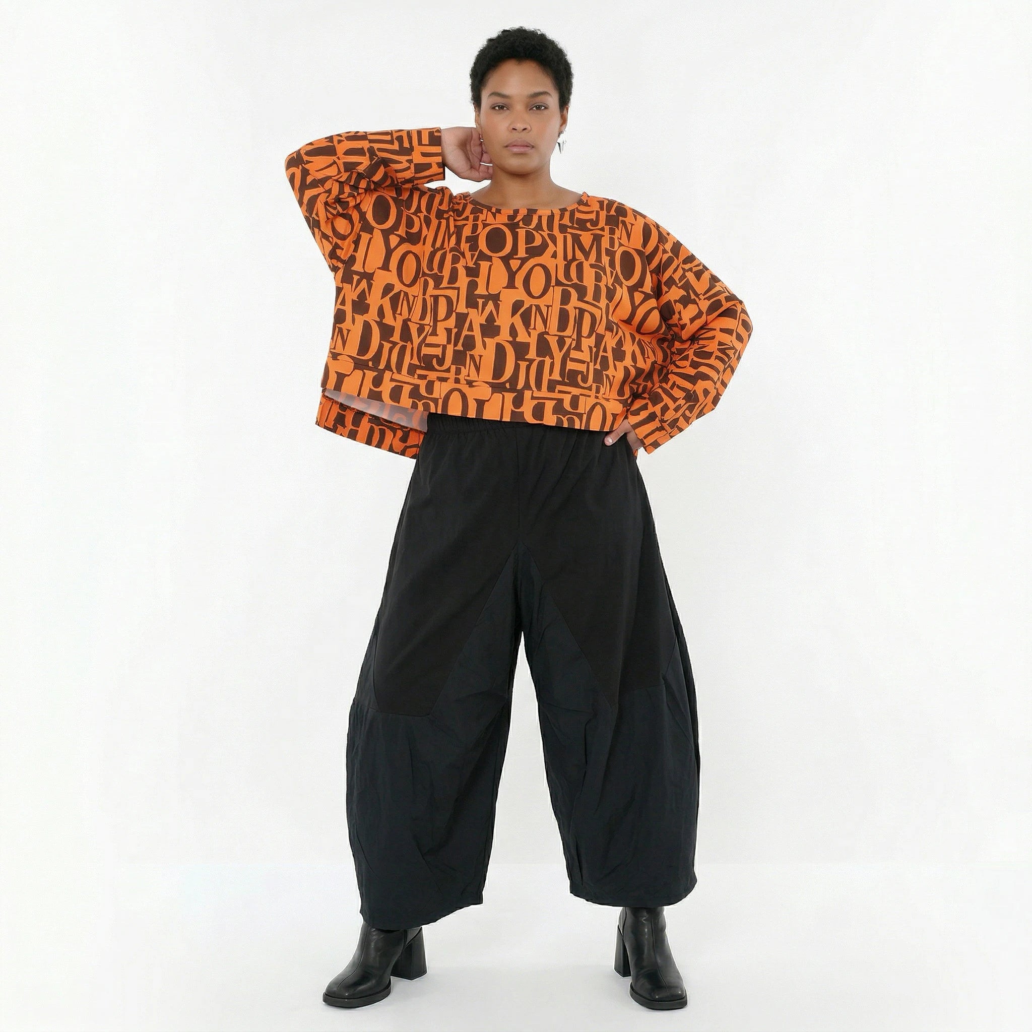 AKH Fashion Überwurf in kastiger Form, aus Viskose, 1507011, Orange/Braun, Buchstaben