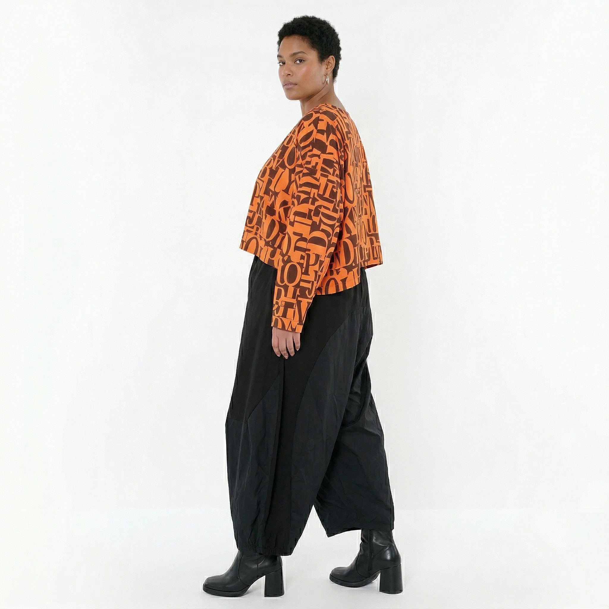 AKH Fashion Überwurf in kastiger Form, aus Viskose, 1507011, Orange/Braun, Buchstaben