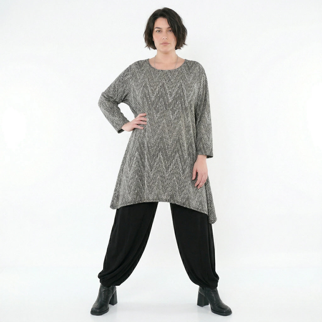 A-Form Shirt von AKH Fashion aus Materialmix, 1526.00521, Grau/Schwarz/Weiß, Schick