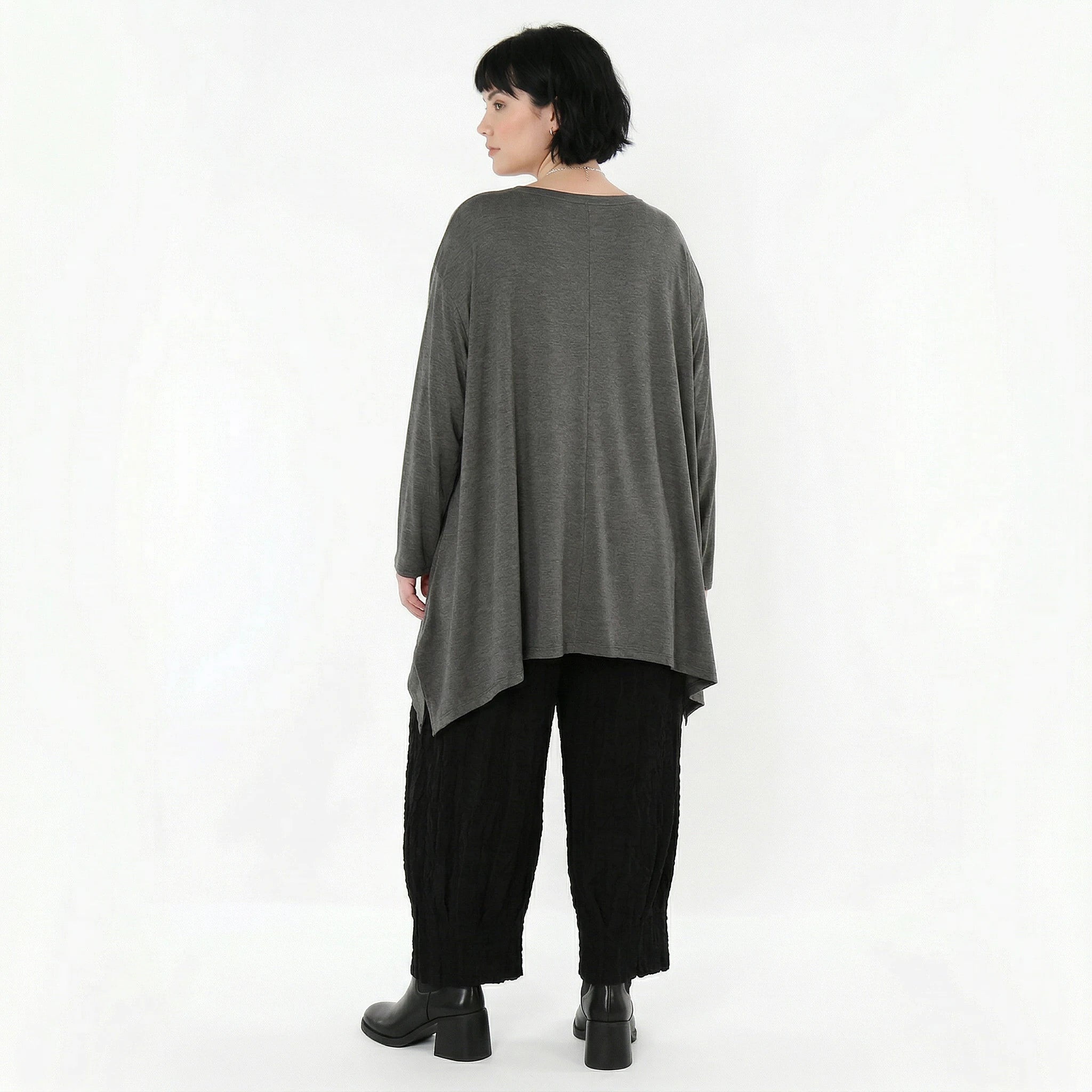 A-Form Bigshirt von AKH Fashion aus Viskose, 1531.01019, Anthrazit, Ausgefallen, Zeitlos