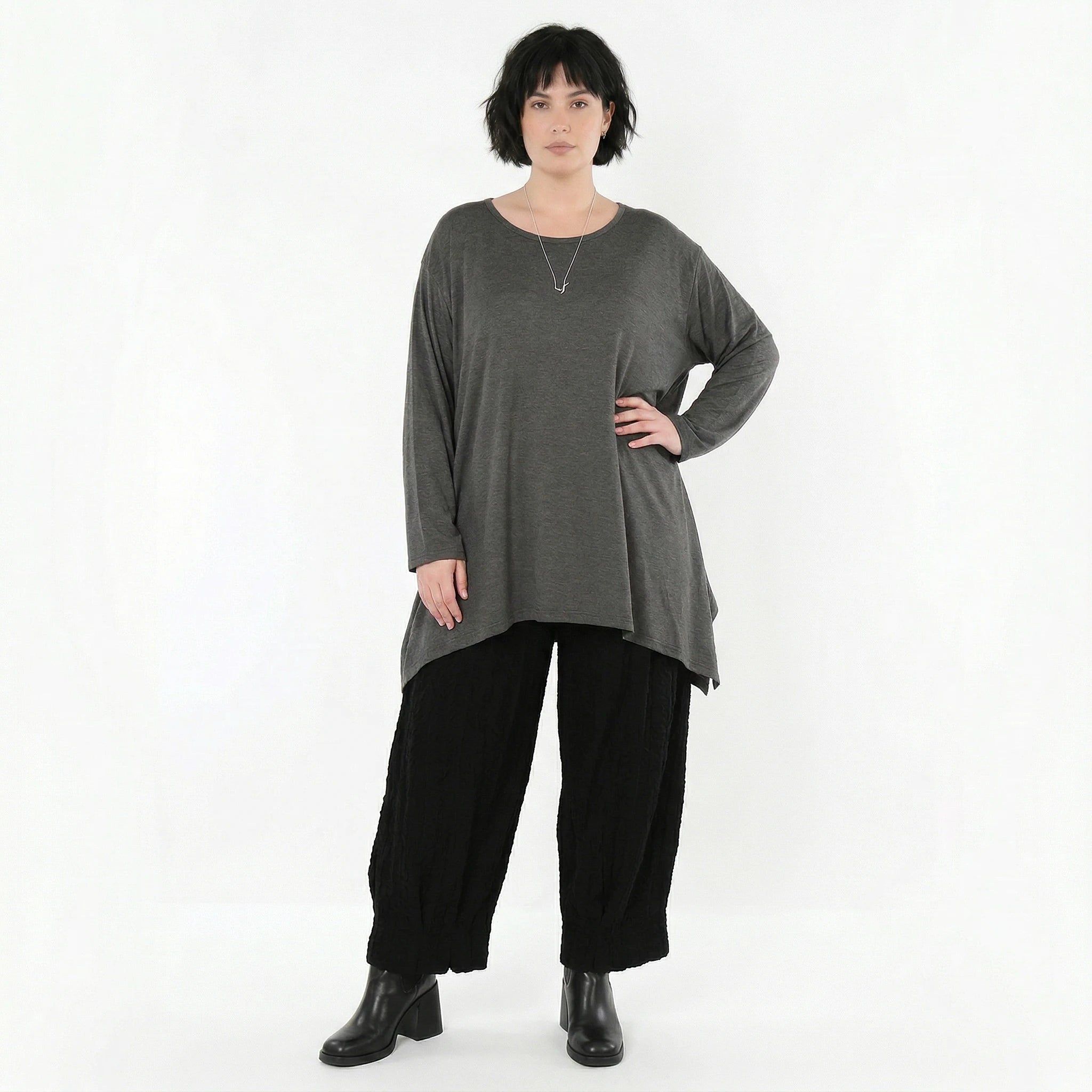 A-Form Bigshirt von AKH Fashion aus Viskose, 1531.01019, Anthrazit, Ausgefallen, Zeitlos