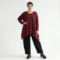 A-Form Bigshirt von AKH Fashion aus Viskose, 1531.01019, Burgundy, Ausgefallen, Zeitlos