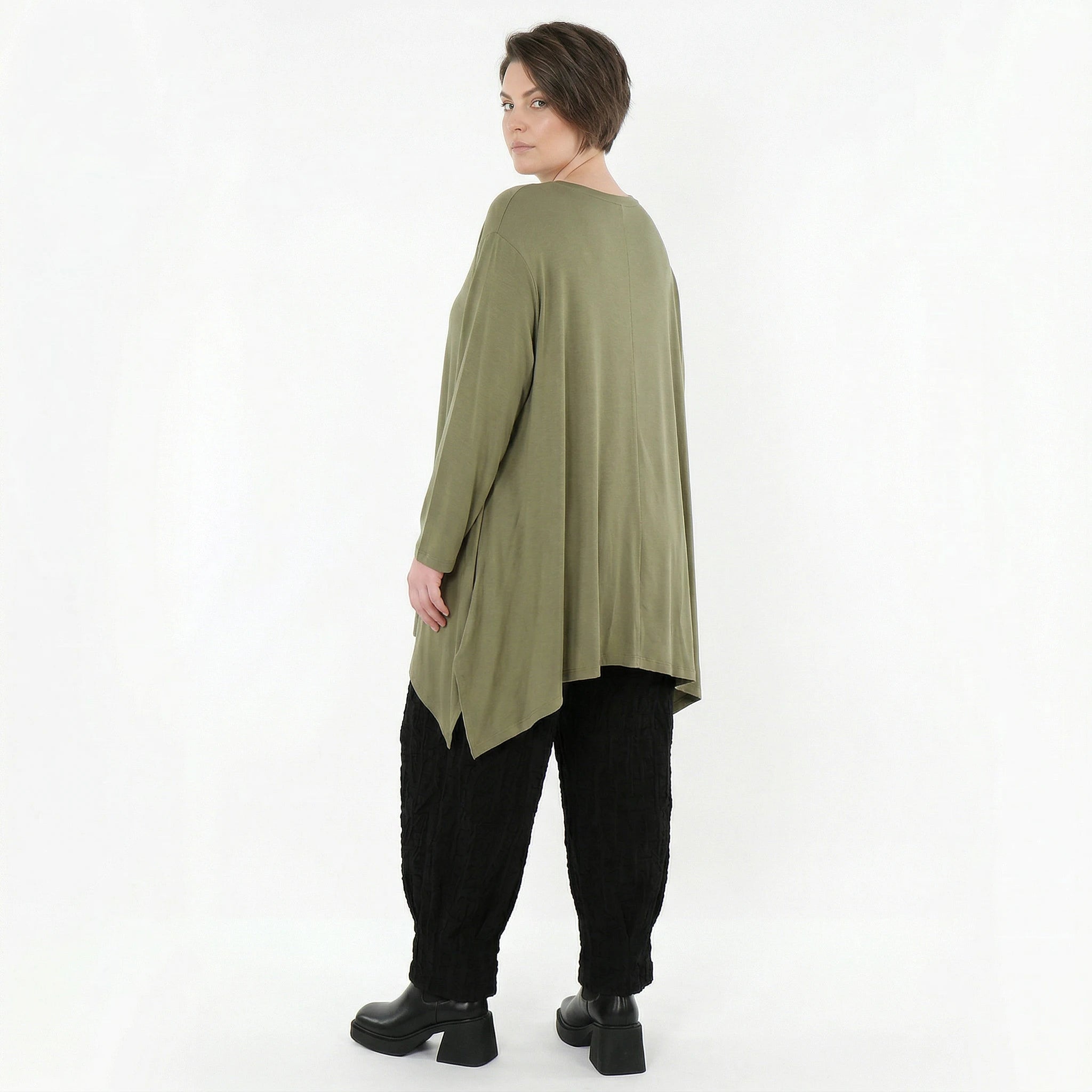 A-Form Bigshirt von AKH Fashion aus Viskose, 1531.01019, Olive, Ausgefallen, Zeitlos, Schick