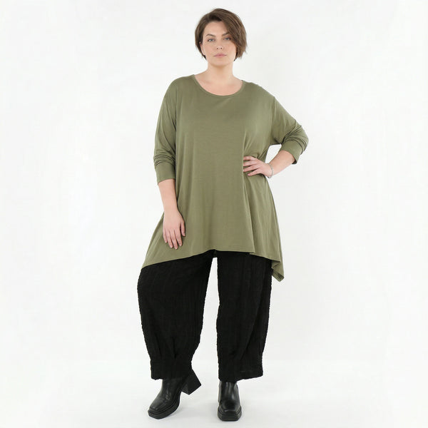 A-Form Bigshirt von AKH Fashion aus Viskose, 1531.01019, Olive, Ausgefallen, Zeitlos, Schick