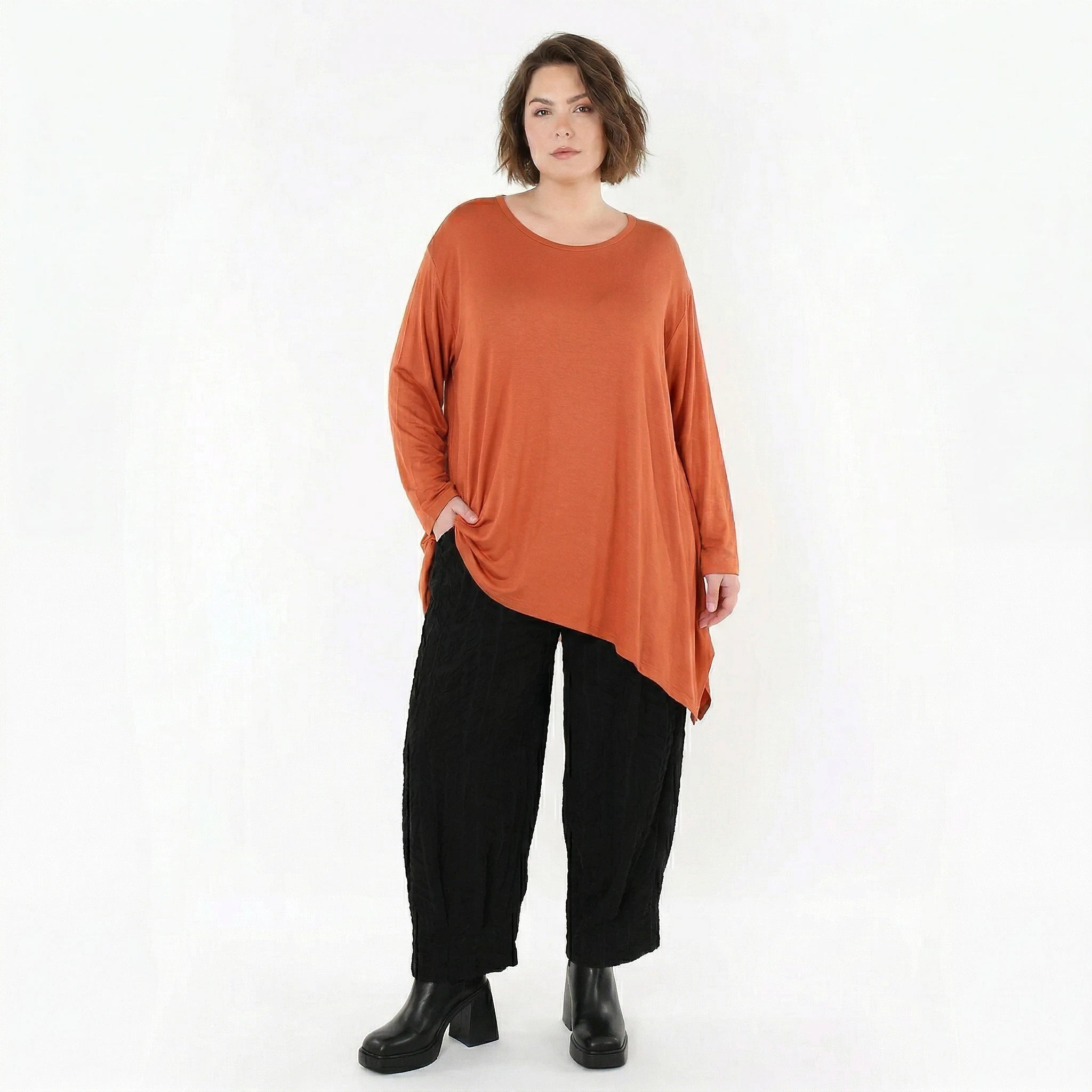 A-Form Bigshirt von AKH Fashion aus Viskose, 1531.01019, Rost, Ausgefallen, Zeitlos, Schick