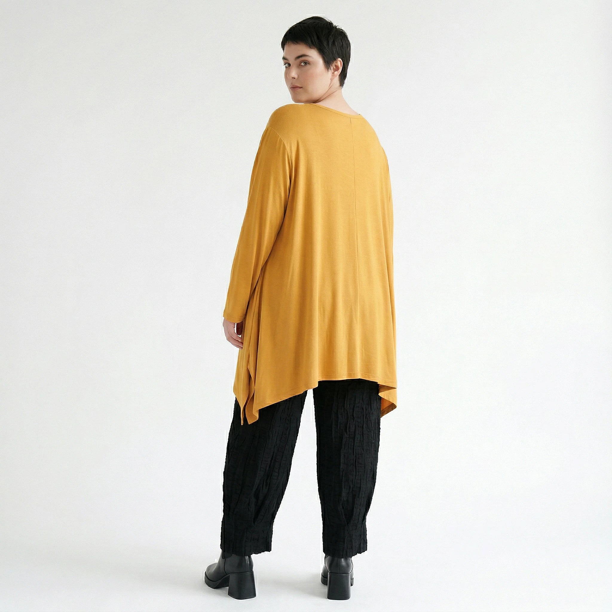 A-Form Bigshirt von AKH Fashion aus Viskose, 1531.01019, Senf, Ausgefallen, Zeitlos, Schick