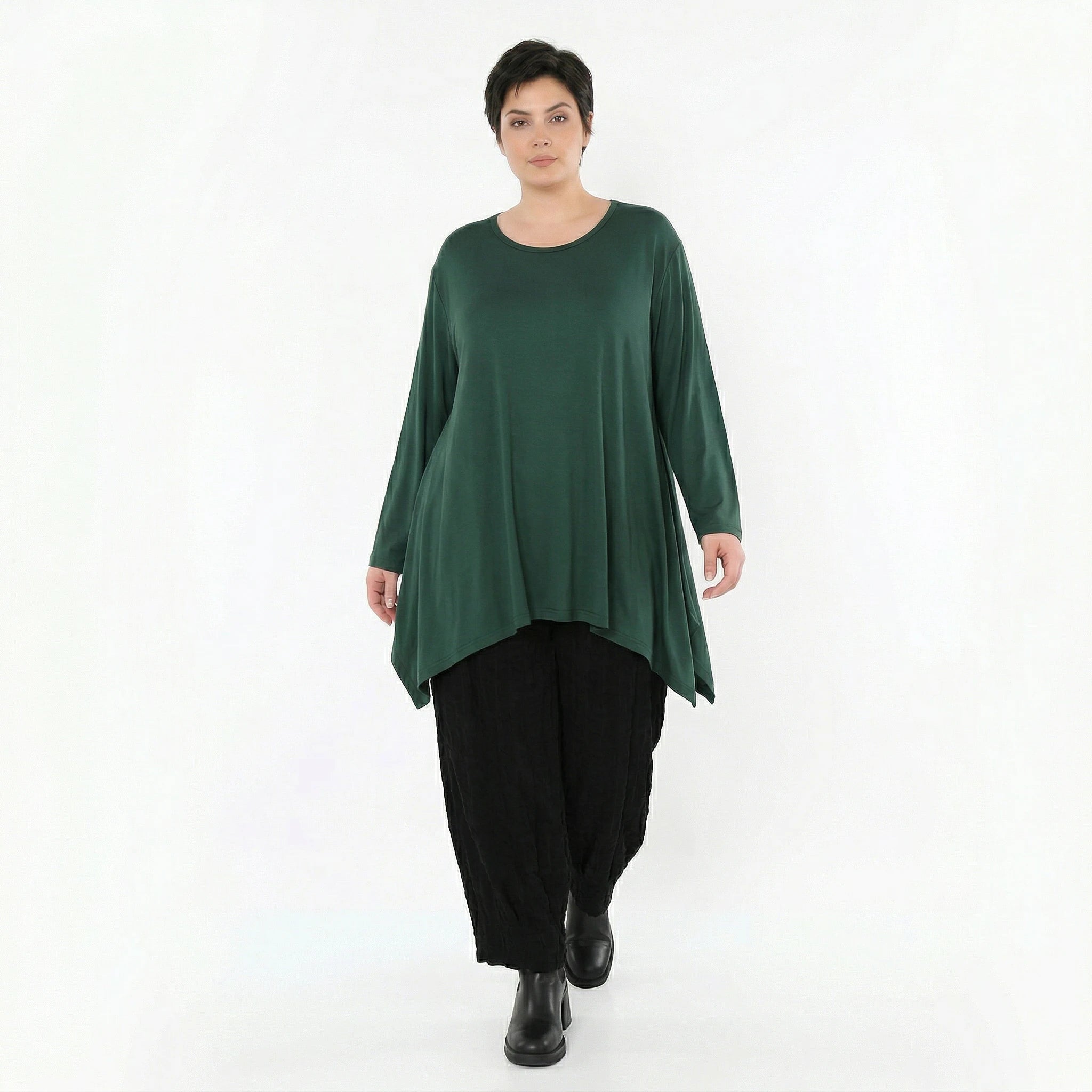 A-Form Bigshirt von AKH Fashion aus Viskose, 1531.01019, Tannengrün, Ausgefallen, Zeitlos