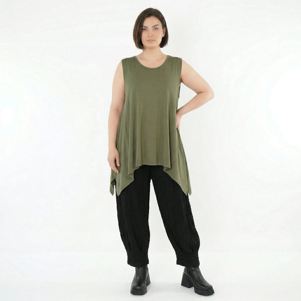 A-Form Top von AKH Fashion aus Viskose, 1531.03071, Olive, Ausgefallen, Zeitlos, Schick