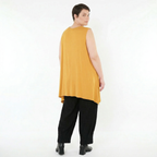 Viskosejerseytop in Senf mit Rundhalsausschnitt und A-Form im lässigen weichen Basiclook