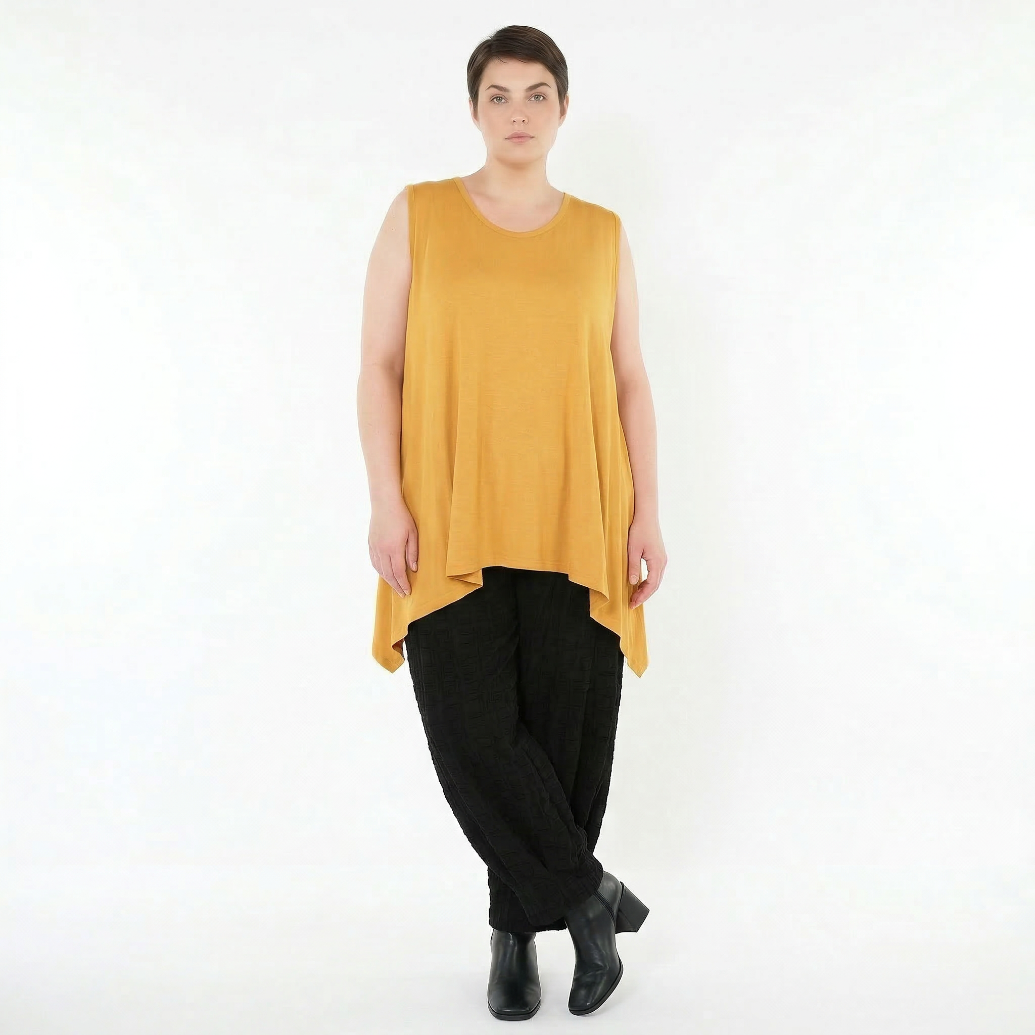 A-Form Top von AKH Fashion aus Viskose, 1531.03071, Senf, Ausgefallen, Zeitlos, Schick