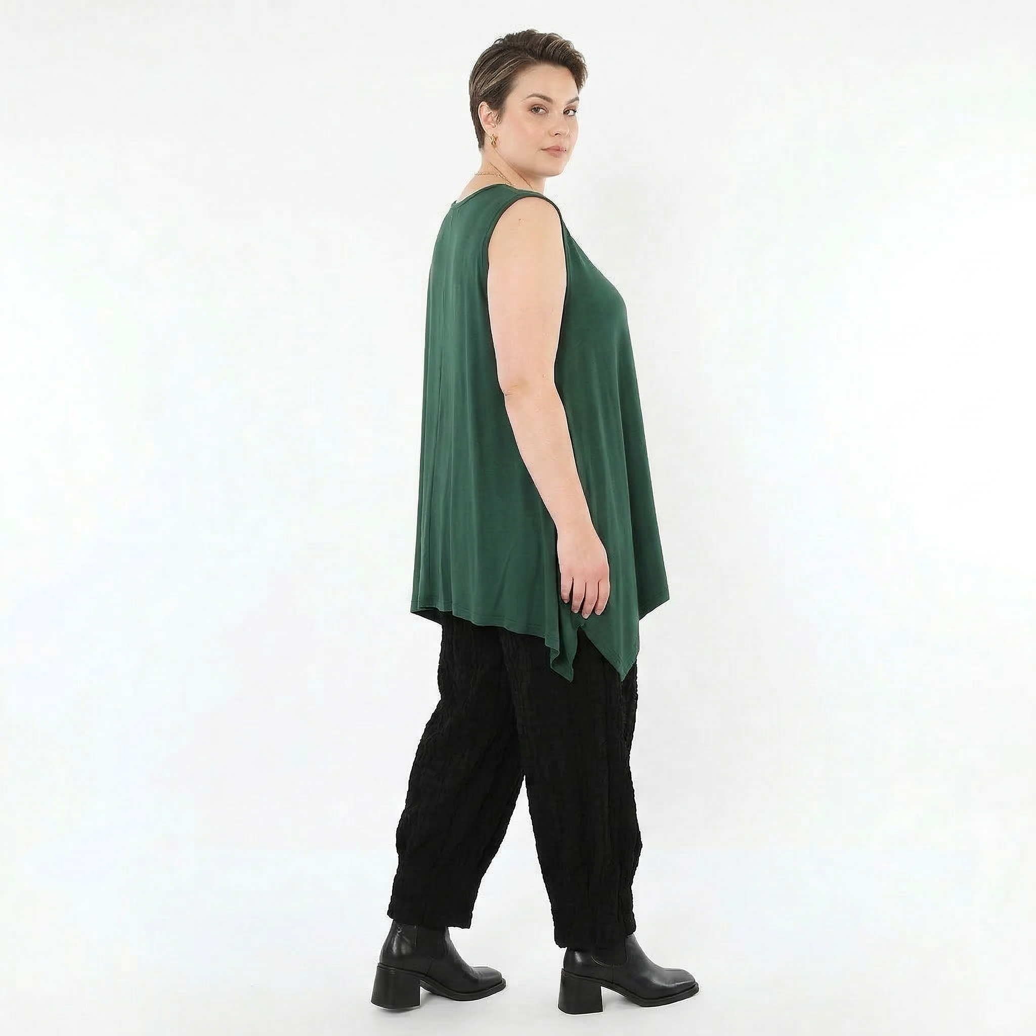A-Form Top von AKH Fashion aus Viskose, 1531.03071, Tannengrün, Ausgefallen, Zeitlos, Schick