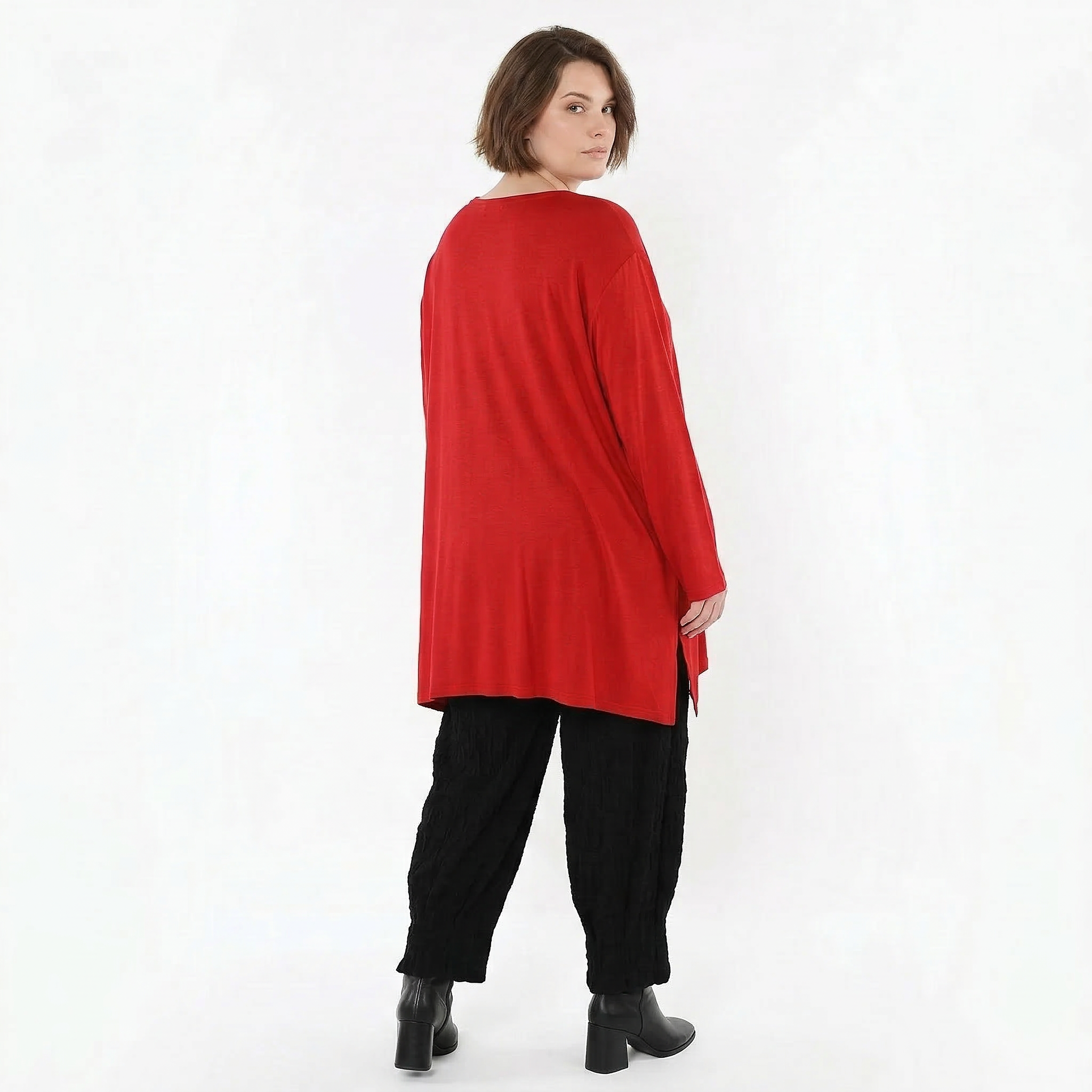 AKH Fashion Bigshirt in gerader Form, aus Viskose, 1531.07054, Dunkelrot, Ausgefallen, Schick