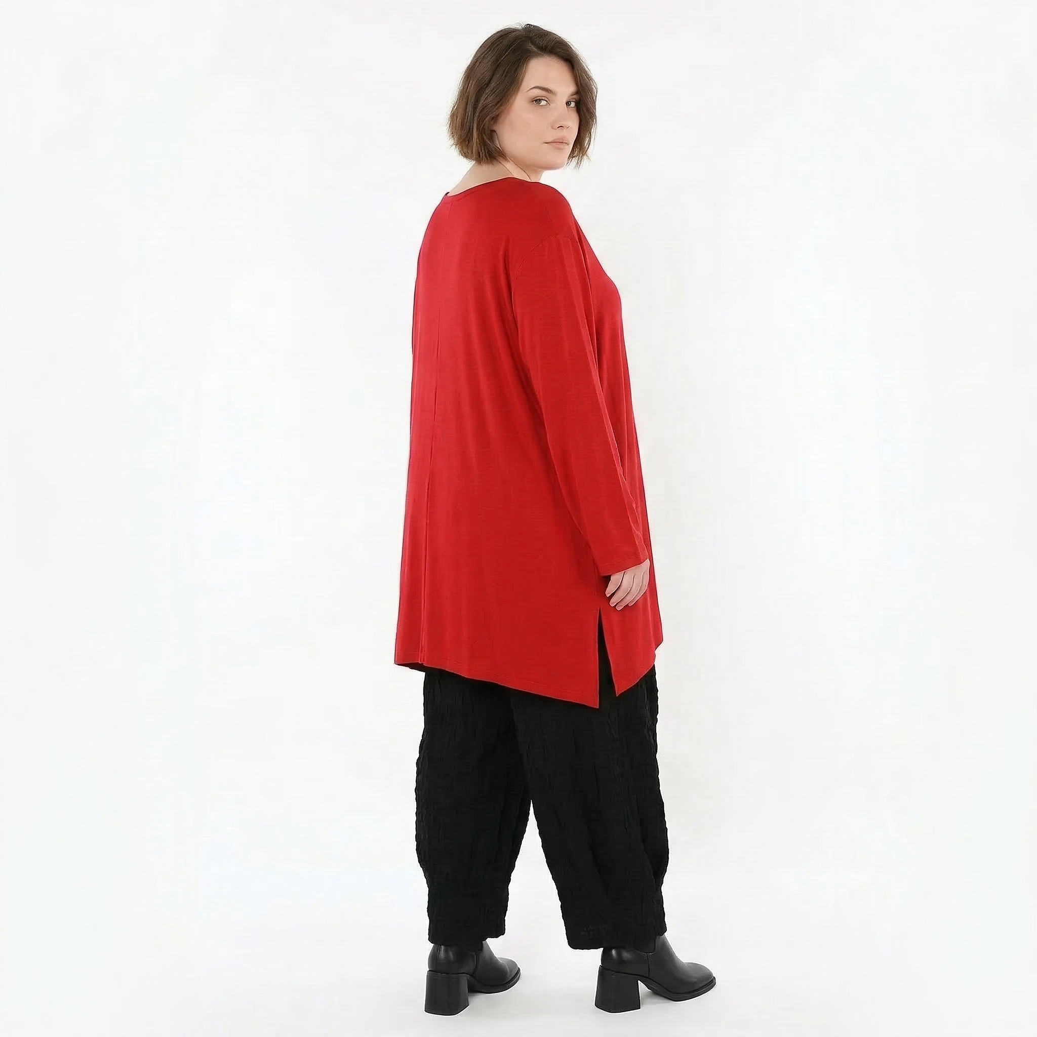 AKH Fashion Bigshirt in gerader Form, aus Viskose, 1531.07054, Dunkelrot, Ausgefallen, Schick