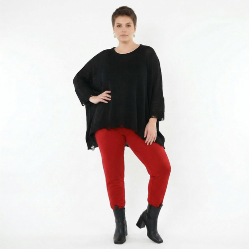 AKH Fashion Leggings in gerader Form, aus Viskose, 1531.0P100, Dunkelrot, Ausgefallen