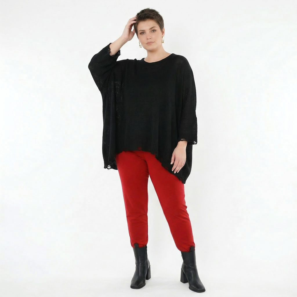 AKH Fashion Leggings in gerader Form, aus Viskose, 1531.0P100, Dunkelrot, Ausgefallen