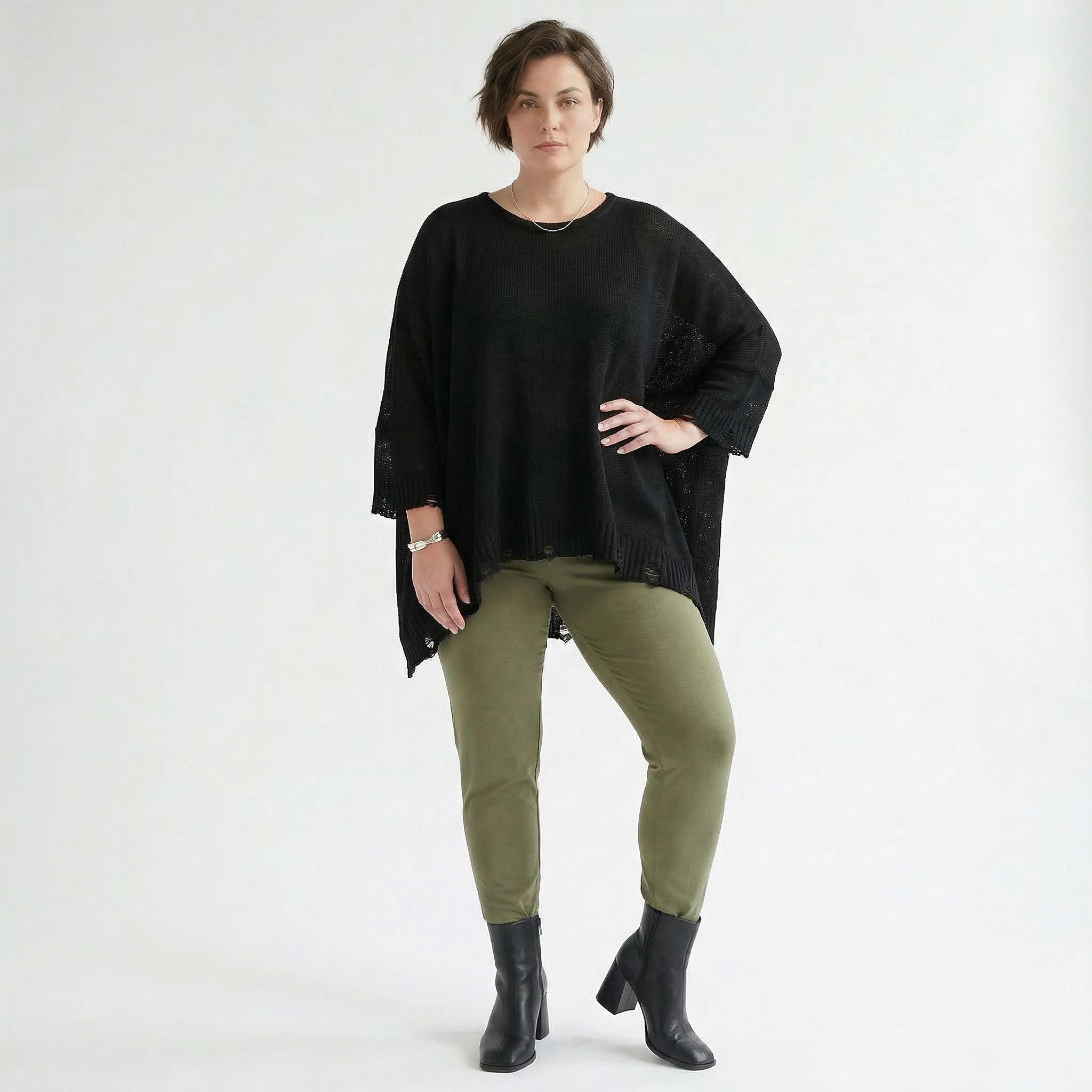AKH Fashion Leggings in gerader Form, aus Viskose, 1531.0P100, Olive, Ausgefallen, Zeitlos