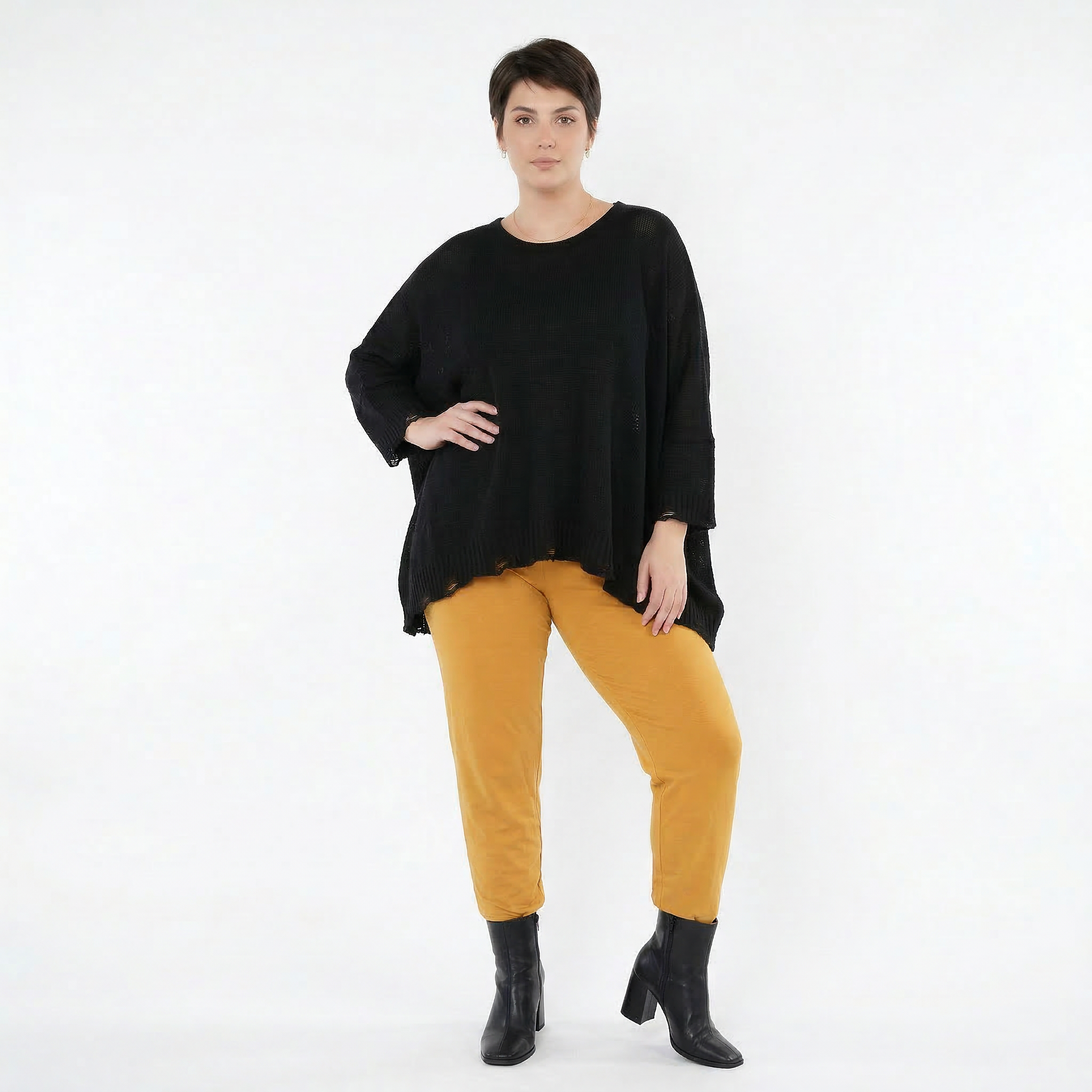 AKH Fashion Leggings in gerader Form, aus Viskose, 1531.0P100, Senf, Ausgefallen, Zeitlos