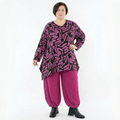 A-Form Bigshirt von AKH Fashion aus Materialmix, 1529.01019, Schwarz/Fuchsia, Kringel, Schick