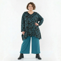 A-Form Bigshirt von AKH Fashion aus Materialmix, 1529.01019, Schwarz/Petrol, Kringel, Schick