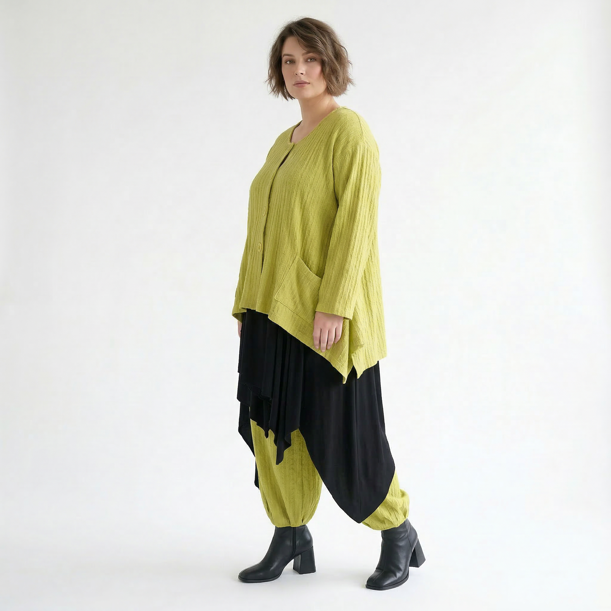A-Form Jacke von AKH Fashion aus Materialmix, 1532.00118, Lime, Wellen, Ausgefallen