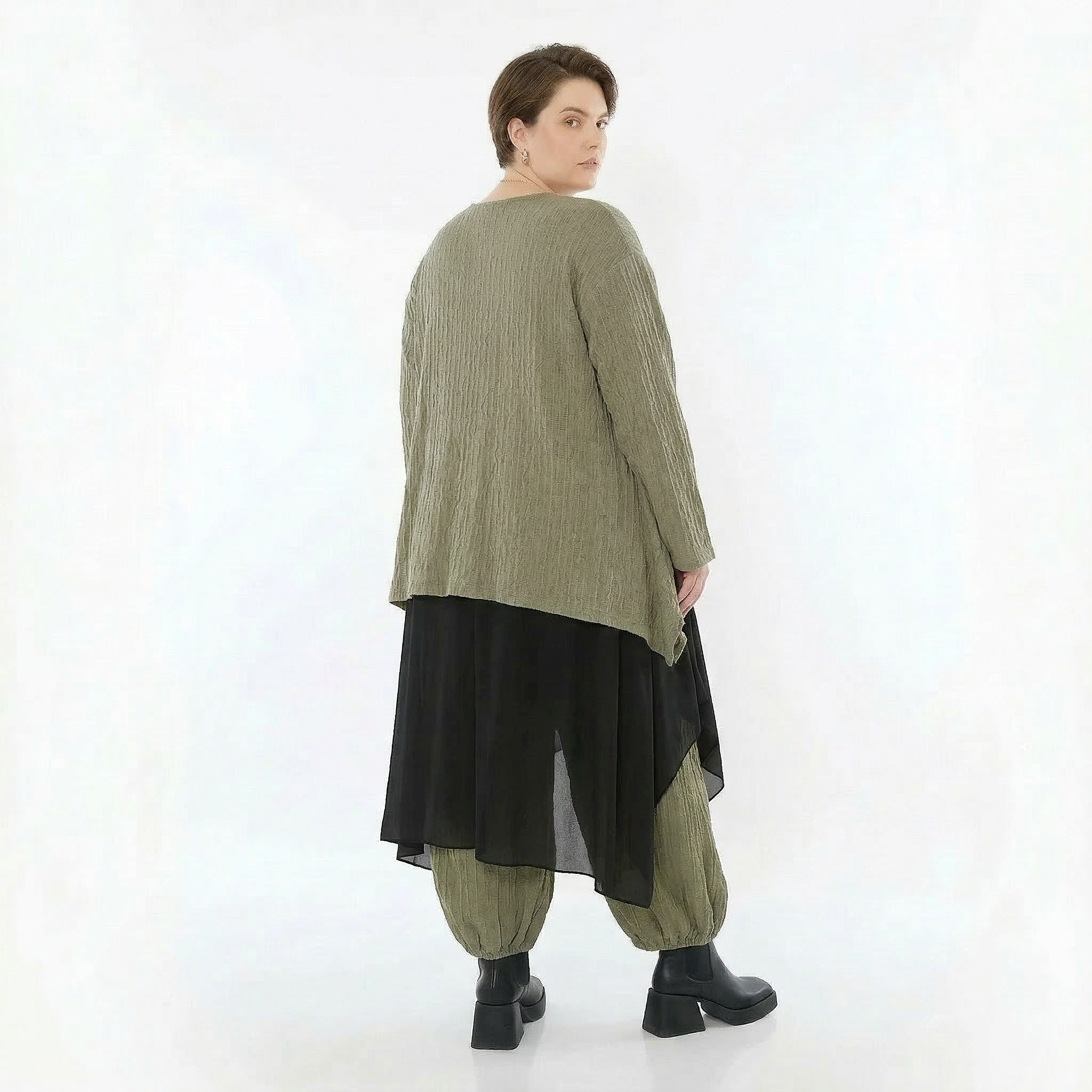 A-Form Jacke von AKH Fashion aus Materialmix, 1532.00118, Olive, Wellen, Ausgefallen