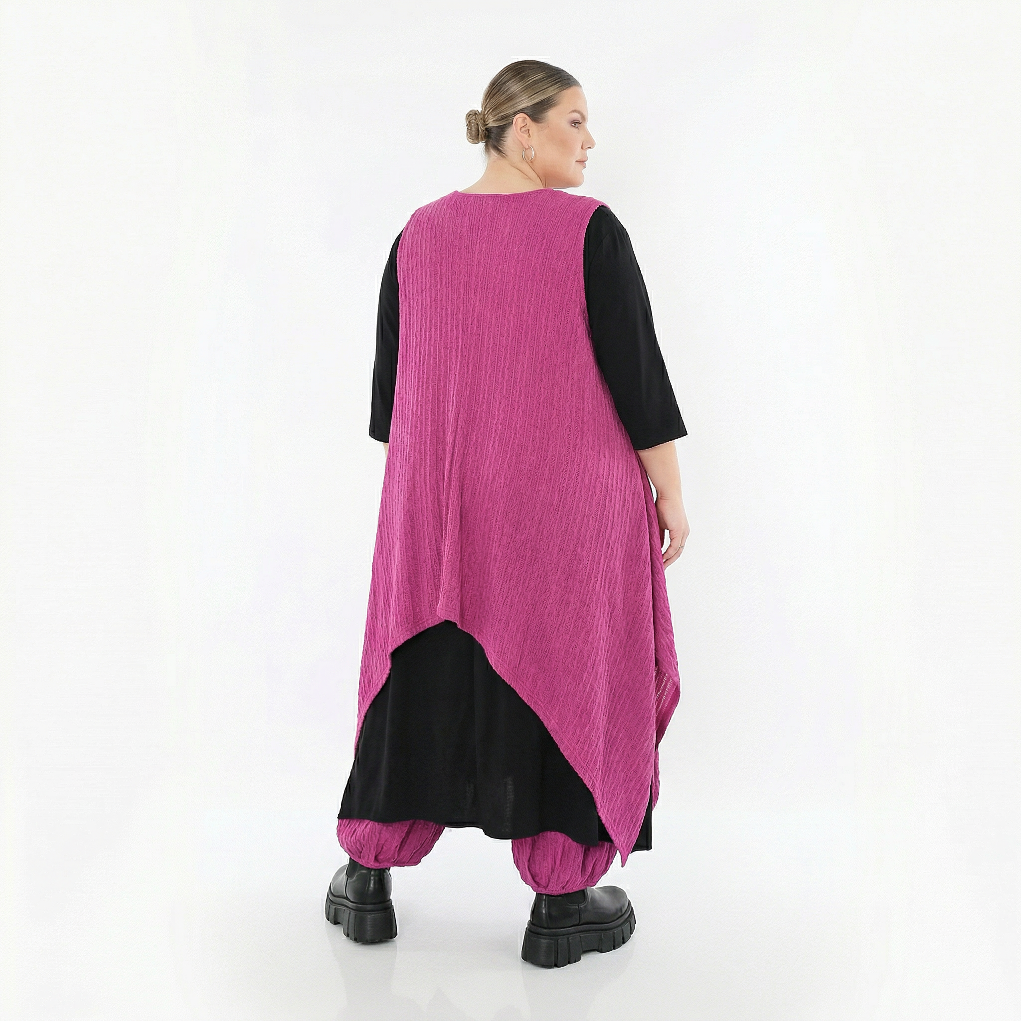 Zipfel Kleid von AKH Fashion aus Materialmix, 1532.03067, Fuchsia, Wellen, Ausgefallen