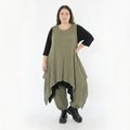Zipfel Kleid von AKH Fashion aus Materialmix, 1532.03067, Olive, Wellen, Ausgefallen