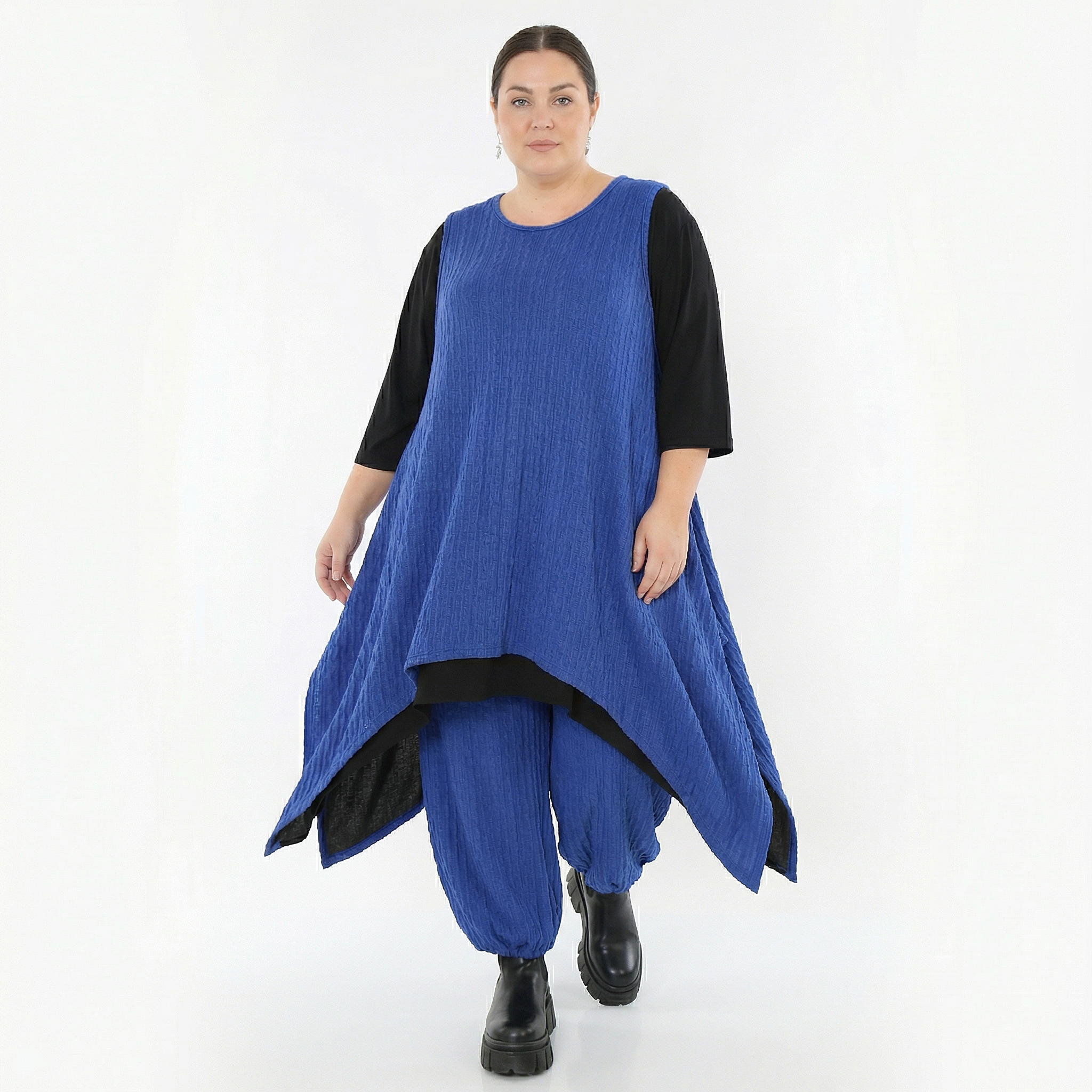 Zipfel Kleid von AKH Fashion aus Materialmix, 1532.03067, Royalblau, Wellen, Ausgefallen