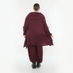 Ballonhose in Burgundy aus Feinstrick mit Ajourmuster Wellenstruktur weich und elegant