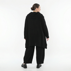 Schwarze Ballonhose aus Feinstrick mit Ajourmuster Streifen und Wellen weich elastisch