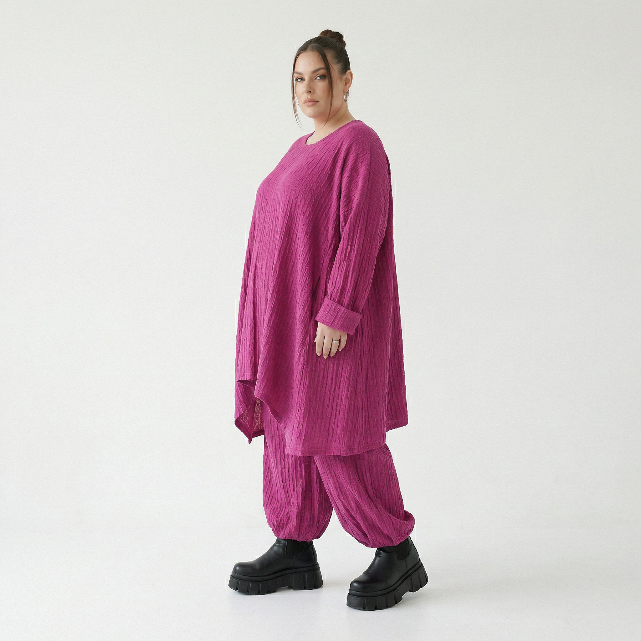 Ballonhose von AKH Fashion aus Materialmix, 1532.05920, Fuchsia, Wellen, Ausgefallen