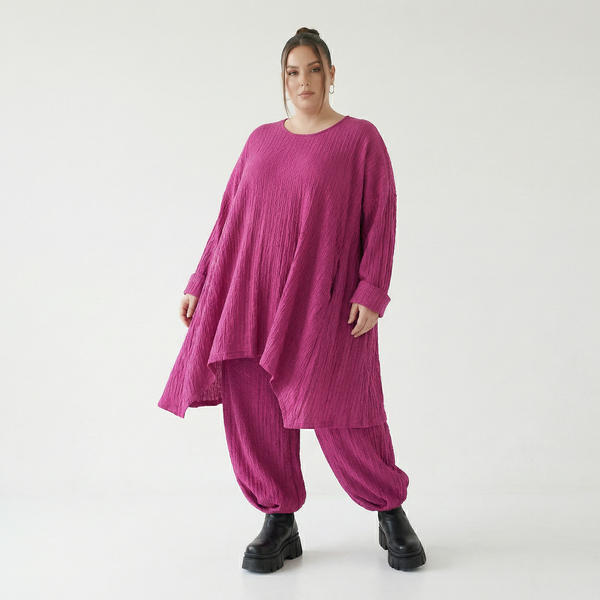 Ballonhose von AKH Fashion aus Materialmix, 1532.05920, Fuchsia, Wellen, Ausgefallen