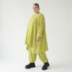 Lime Ballonhose aus softem Feinstrick mit Wellenmuster und Ajourmuster aus Frankreich
