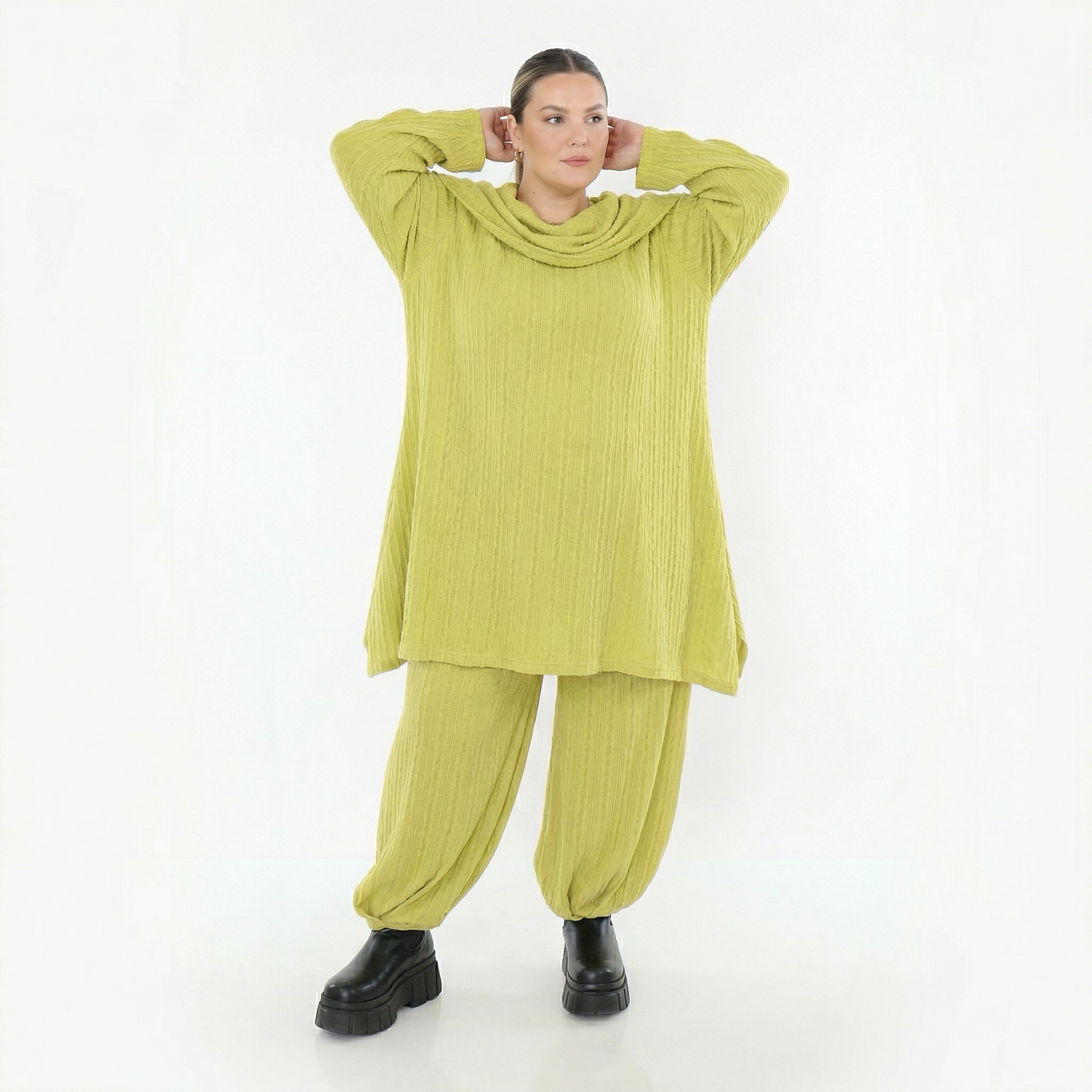 A-Form Bigshirt von AKH Fashion aus Materialmix, 1532.07145, Lime, Wellen, Ausgefallen