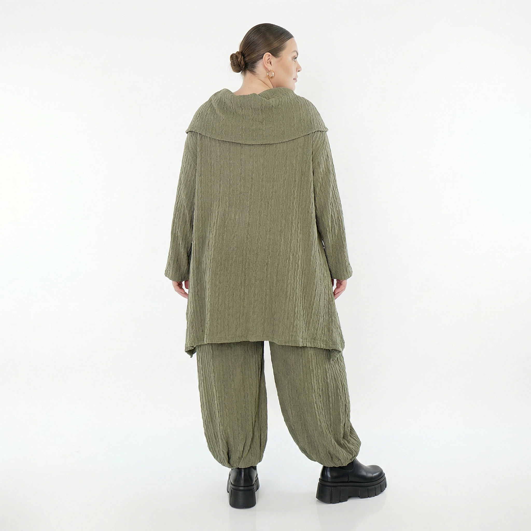 A-Form Bigshirt von AKH Fashion aus Materialmix, 1532.07145, Olive, Wellen, Ausgefallen