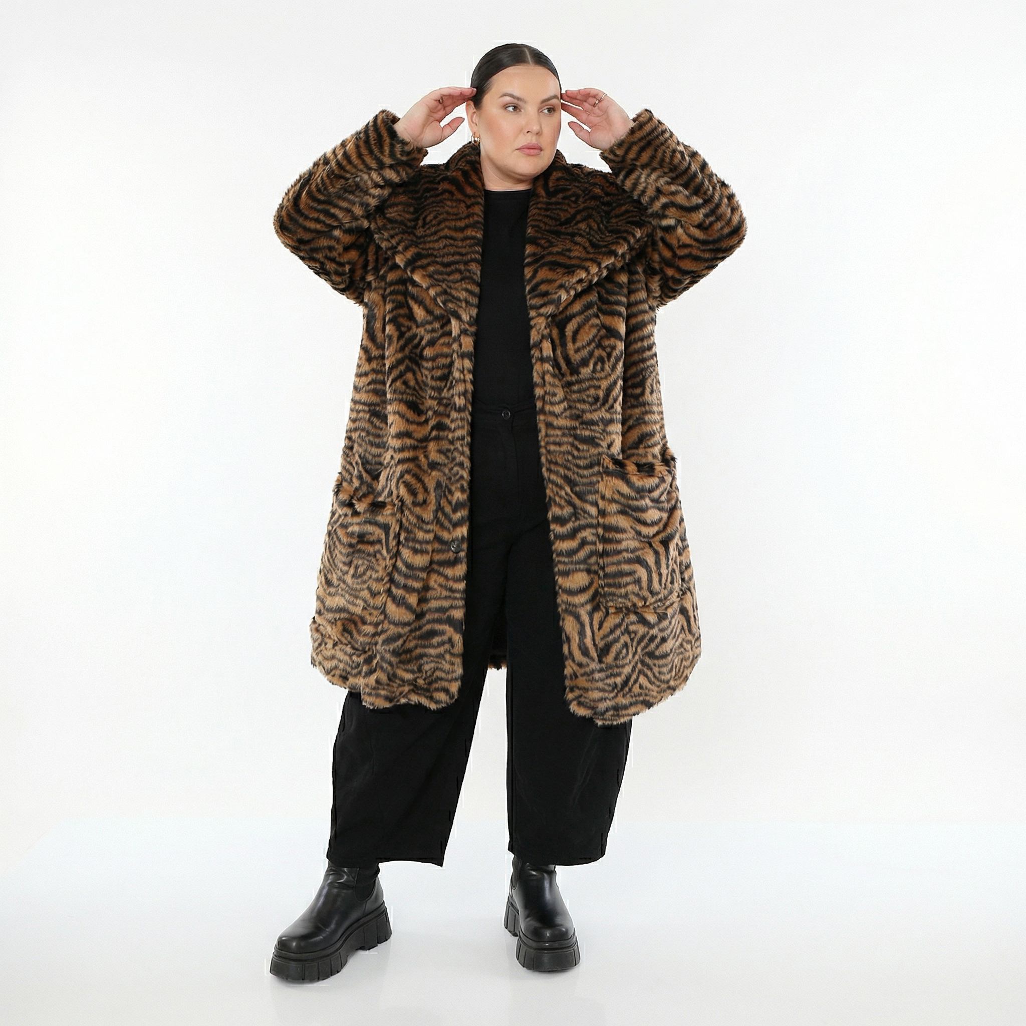 Ballonmantel von AKH Fashion aus Polyester, 1533.01776, Cognac/Schwarz, Zebra, Schick