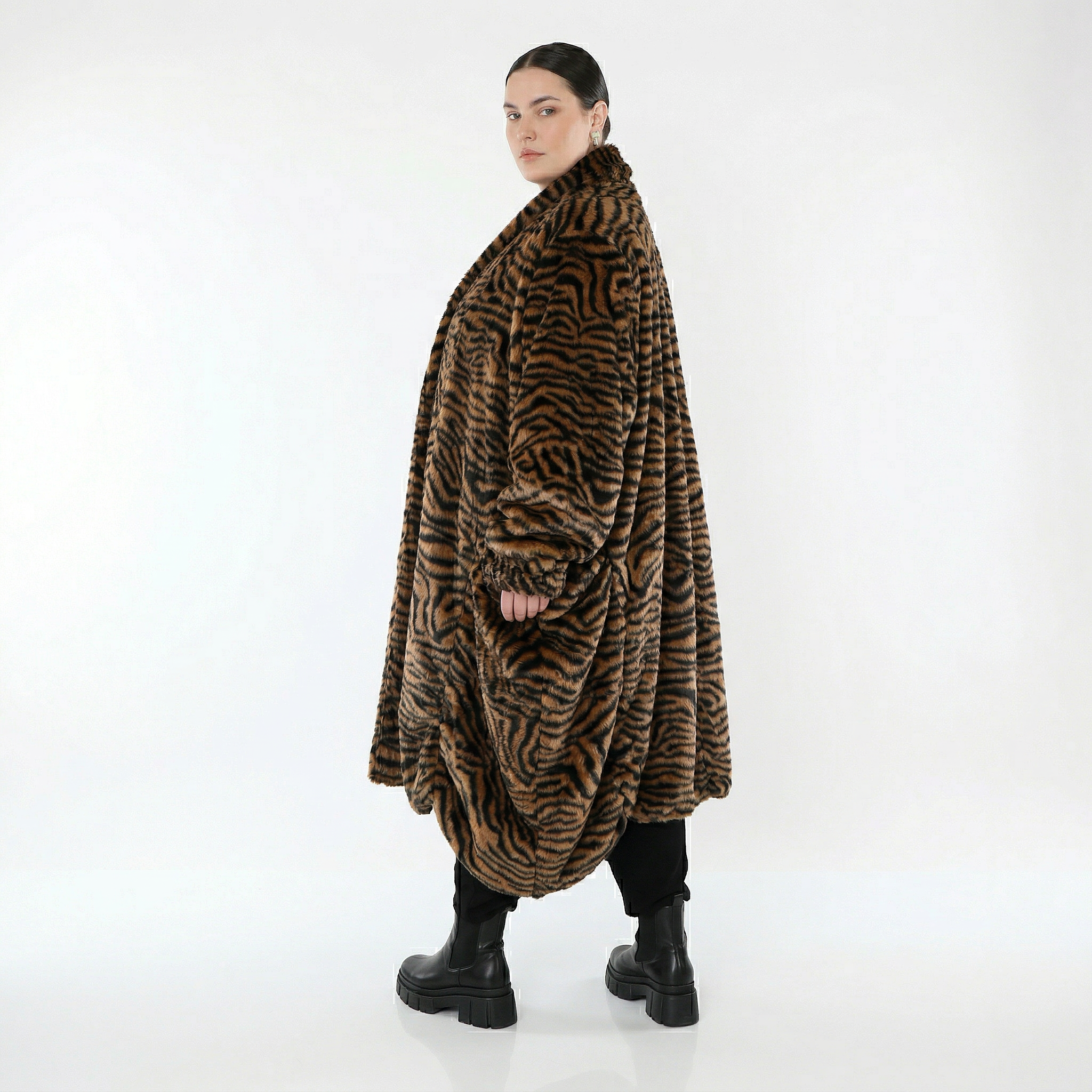  Ballonmantel von AKH Fashion aus Polyester, 1533.06671, Cognac/Schwarz, Zebra, Schick
