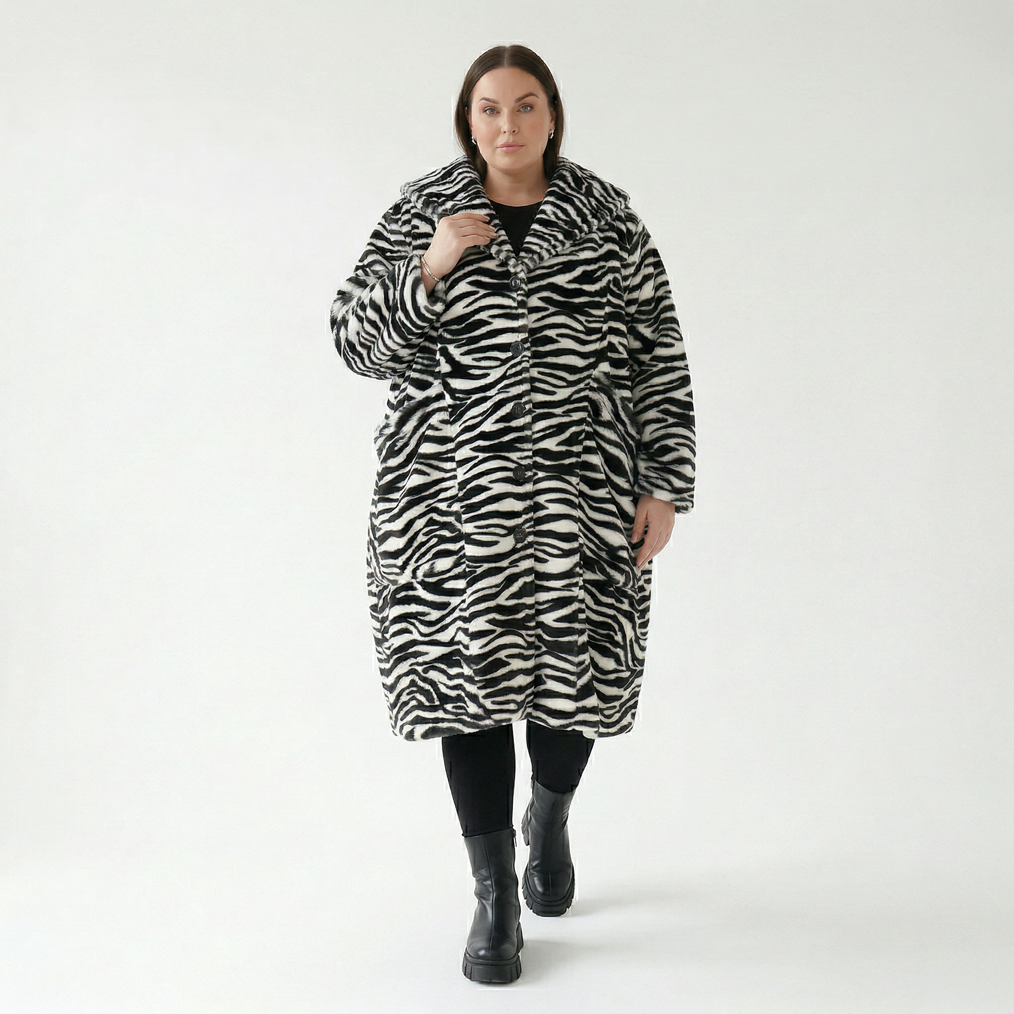  Ballonjacke von AKH Fashion aus Polyester, 1534.06889, Schwarz/Weiß, Zebra, Ausgefallen