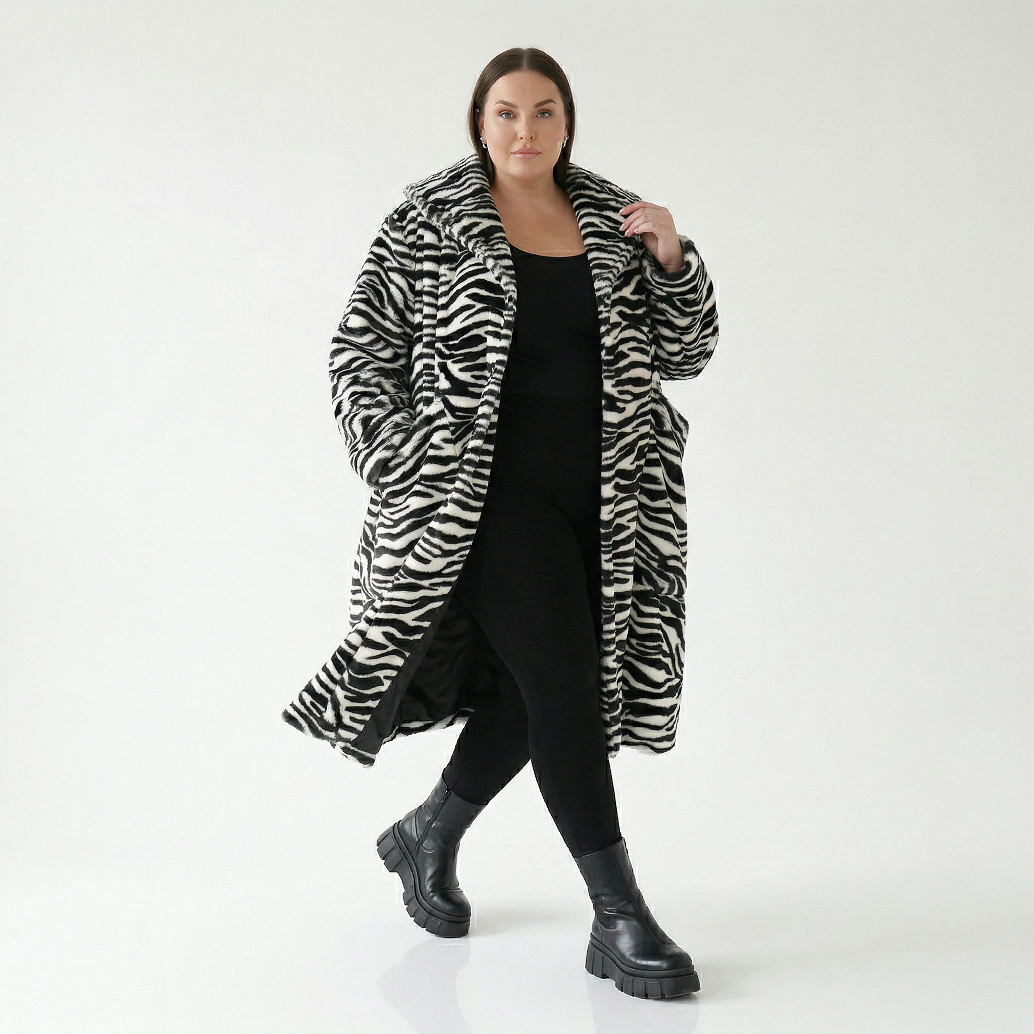  Ballonjacke von AKH Fashion aus Polyester, 1534.06889, Schwarz/Weiß, Zebra, Ausgefallen