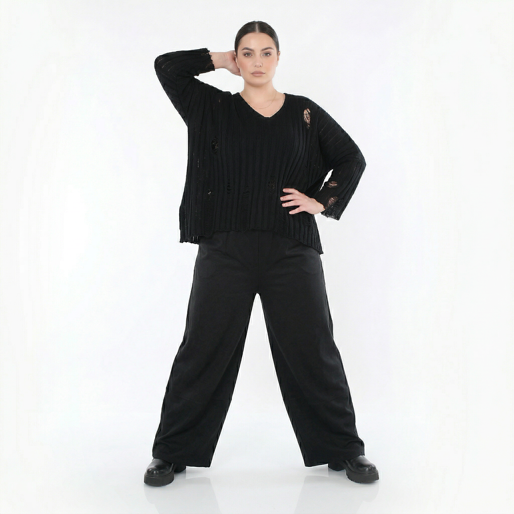  Marlene Hose von AKH Fashion aus Materialmix, 1536.00122, Schwarz, Ausgefallen, Zeitlos