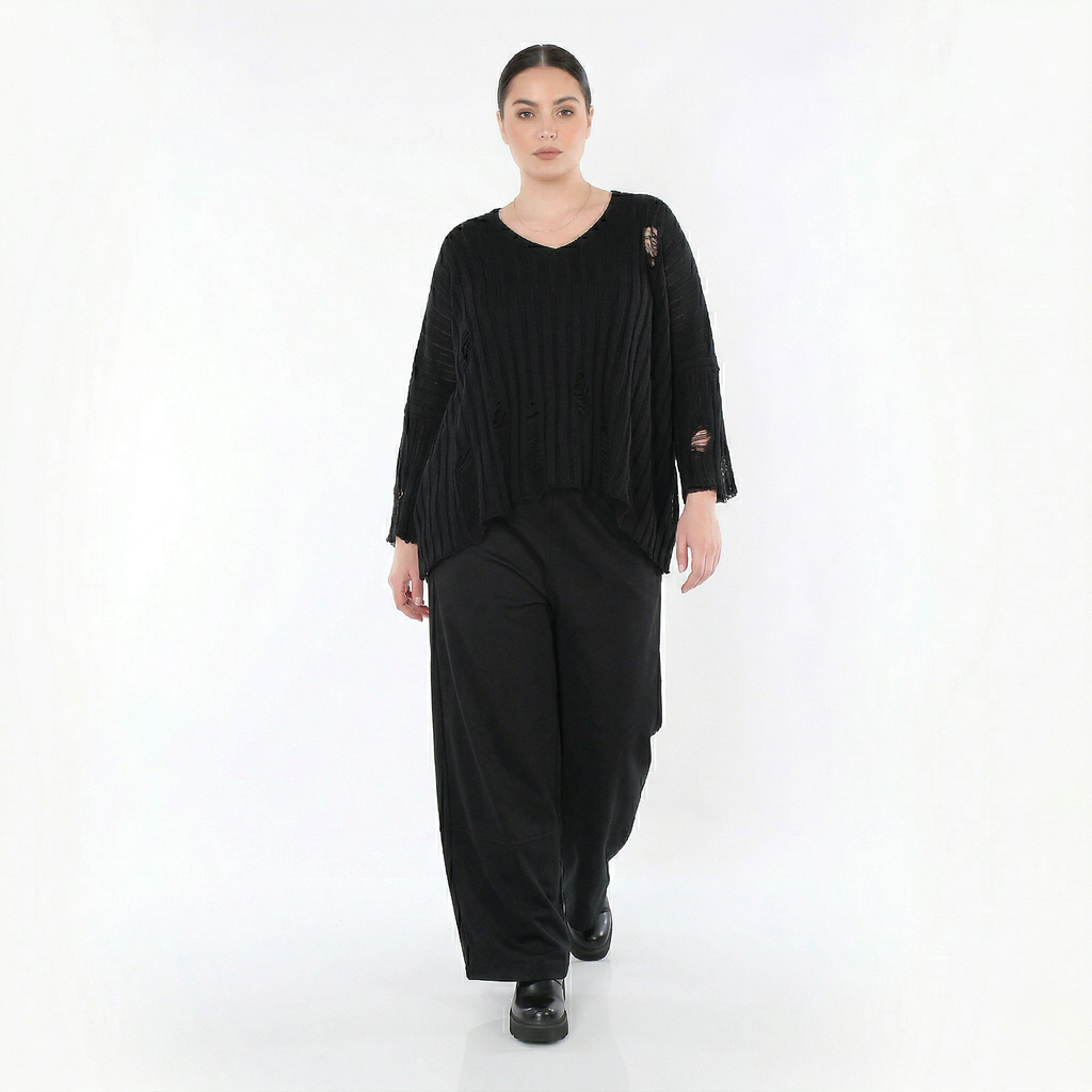  Marlene Hose von AKH Fashion aus Materialmix, 1536.00122, Schwarz, Ausgefallen, Zeitlos