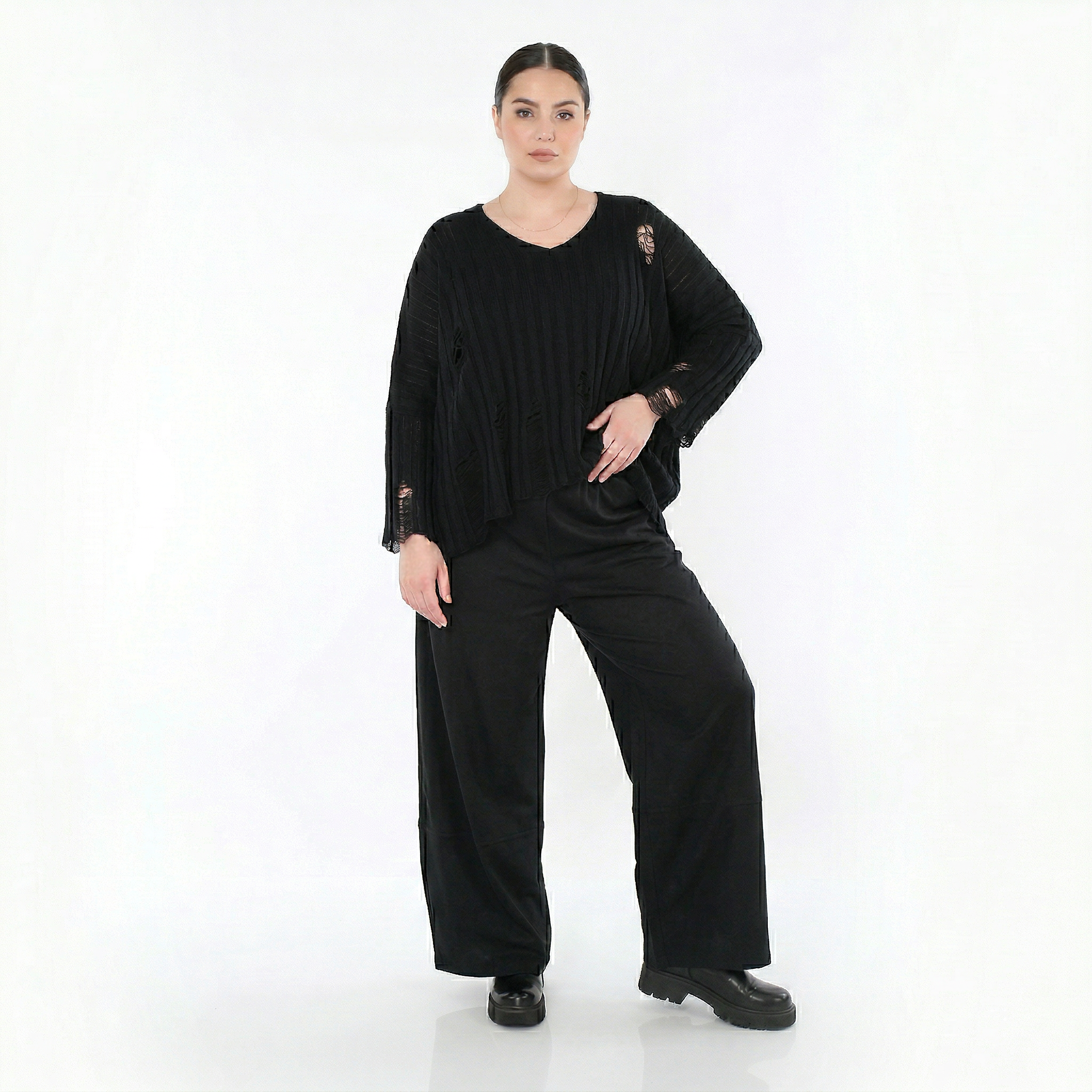  Marlene Hose von AKH Fashion aus Materialmix, 1536.00122, Schwarz, Ausgefallen, Zeitlos